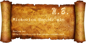 Miokovics Benjámin névjegykártya
