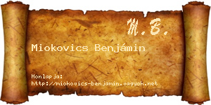 Miokovics Benjámin névjegykártya